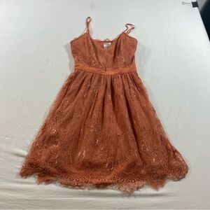 Elegant Lace Dress in Coral Small women’s dress mini adjustable straps Boho